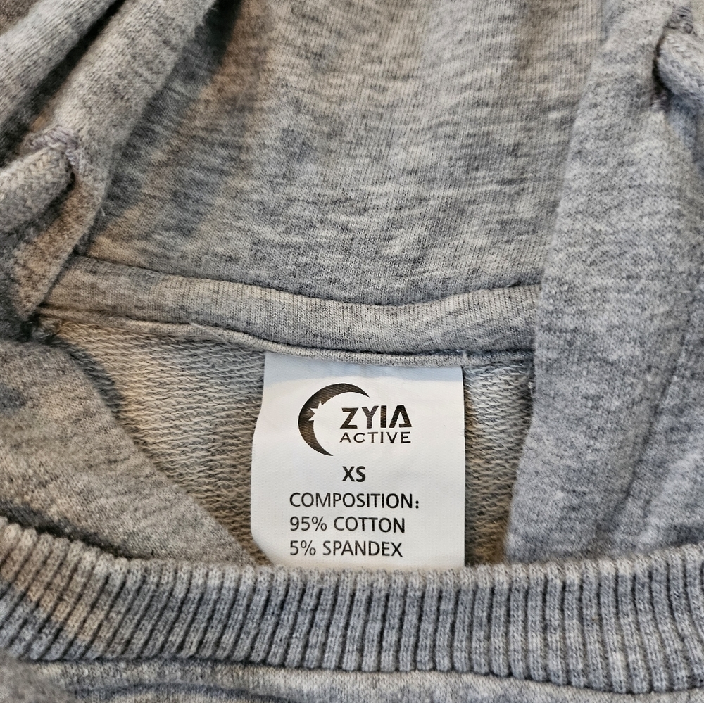 Zyia Active Combo Pocket Sweatshirt Grey Quilted Hooded Size XS - Picture 5 of 8